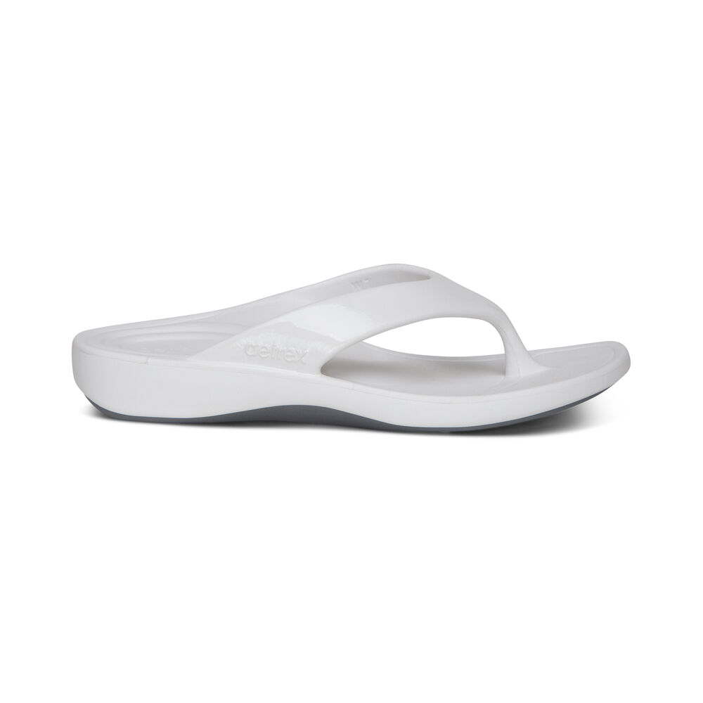 Aetrex Women's Maui Flip Flops - White | USA 19ZMRRH